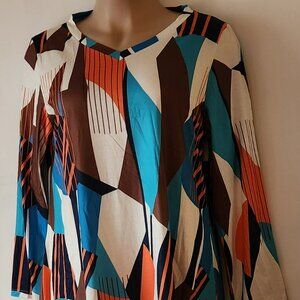 Beautiful graphic print dress sz XXL orange blue white NWOT